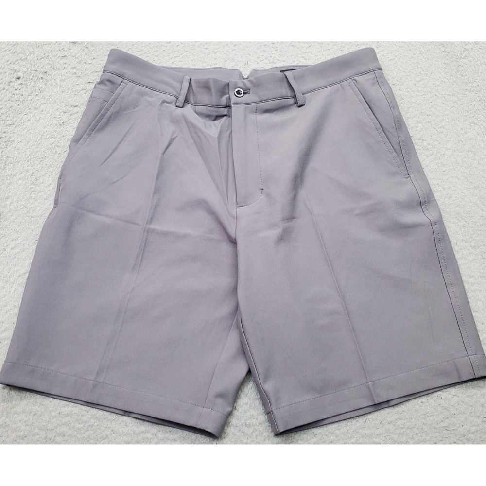 Dunning Golf Shorts Mens 33 Gray Player Fit Woven Performance Stretch Flat Front